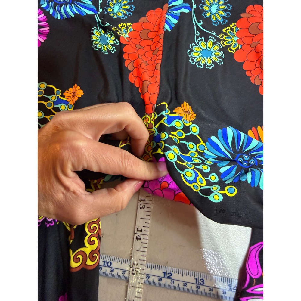 Trina Turk Cover-Up Pants Women Medium Black Electric Reef Floral Retro NWT - Picture 10 of 13